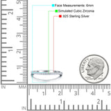 Half Eternity Ring Wedding Engagement Band Round Simulated Cubic Zirconia 925 Sterling Silver (6mm)