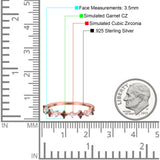 Half Eternity Ring Wedding Engagement Band Round Simulated Garnet Cubic Zirconia 925 Sterling Silver (3.5mm)