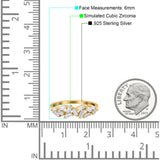 Half Eternity Ring Wedding Engagement Band Baguette Simulated Cubic Zirconia 925 Sterling Silver (6mm)