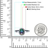 Halo Oval Art Deco Wedding Engagement Ring Simulated Cubic Zirconia 925 Sterling Silver