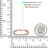 Half Eternity Ring Wedding Engagement Band Round Simulated Cubic Zirconia 925 Sterling Silver (1.7mm)