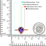 Pear Art Deco Multi Color Wedding Bridal Ring Simulated Cubic Zirconia 925 Sterling Silver
