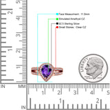 Vintage Style Pear Halo Engagement Ring Cubic Zirconia 925 Sterling Silver