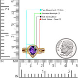 Vintage Style Pear Halo Engagement Ring Cubic Zirconia 925 Sterling Silver