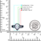 Vintage Style Pear Halo Engagement Ring Cubic Zirconia 925 Sterling Silver
