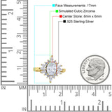 Vintage Style Oval Engagement Ring Simulated Cubic Zirconia 925 Sterling Silver