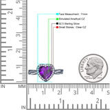 Halo Twisted Infinity Heart Engagement Ring Cubic Zirconia 925 Sterling Silver