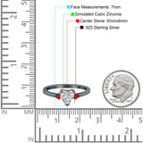 Art Deco Heart Three Stone Wedding Bridal Ring Ruby Simulated Cubic Zirconia 925 Sterling Silver