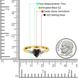 Art Deco Heart Three Stone Wedding Bridal Ring Aquamarine Simulated Cubic Zirconia 925 Sterling Silver