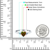 Art Deco Heart Three Stone Wedding Bridal Ring Aquamarine Simulated Cubic Zirconia 925 Sterling Silver