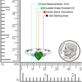 Art Deco Heart Three Stone Wedding Bridal Ring Aquamarine Simulated Cubic Zirconia 925 Sterling Silver