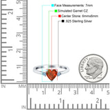 Art Deco Heart Three Stone Wedding Bridal Ring Aquamarine Simulated Cubic Zirconia 925 Sterling Silver