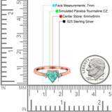 Art Deco Heart Three Stone Wedding Bridal Ring Aquamarine Simulated Cubic Zirconia 925 Sterling Silver