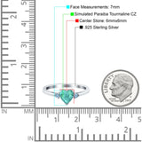 Art Deco Heart Three Stone Wedding Bridal Ring Aquamarine Simulated Cubic Zirconia 925 Sterling Silver