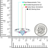 Art Deco Heart Three Stone Wedding Bridal Ring Pink Simulated Cubic Zirconia 925 Sterling Silver