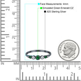 Half Eternity Band Round Simulated Green Emerald Cubic Zirconia 925 Sterling Silver (4mm)