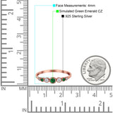 Half Eternity Band Round Simulated Green Emerald Cubic Zirconia 925 Sterling Silver (4mm)