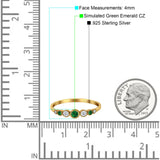Half Eternity Band Round Simulated Green Emerald Cubic Zirconia 925 Sterling Silver (4mm)