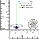 Heart Filigree Art Deco Wedding Bridal Ring Round Simulated Cubic Zirconia 925 Sterling Silver
