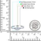 Heart Filigree Art Deco Wedding Bridal Ring Round Simulated Cubic Zirconia 925 Sterling Silver
