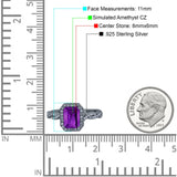 Art Deco Emerald Cut Infinity Wedding Bridal Ring Simulated Cubic Zirconia 925 Sterling Silver