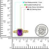 Art Deco Emerald Cut Infinity Wedding Bridal Ring Simulated Cubic Zirconia 925 Sterling Silver