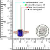 Art Deco Emerald Cut Infinity Wedding Bridal Ring Simulated Cubic Zirconia 925 Sterling Silver