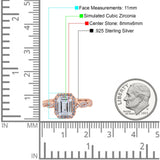 Art Deco Emerald Cut Infinity Wedding Bridal Ring Simulated Cubic Zirconia 925 Sterling Silver