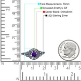 Art Deco Wedding Bridal Ring Marquise Design Round Simulated Cubic Zirconia 925 Sterling Silver