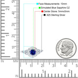 Art Deco Wedding Bridal Ring Marquise Design Round Simulated Cubic Zirconia 925 Sterling Silver