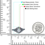 Art Deco Wedding Bridal Ring Marquise Design Round Simulated Cubic Zirconia 925 Sterling Silver