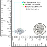 Art Deco Wedding Bridal Ring Marquise Design Round Simulated Cubic Zirconia 925 Sterling Silver