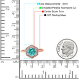 Art Deco Hexagon Shape Wedding Bridal Ring Round Simulated Cubic Zirconia 925 Sterling Silver