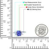 Emerald Cut Art Deco Three Stone Wedding Ring Simulated Cubic Zirconia 925 Sterling Silver