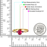 Vintage Style Oval Bridal Wedding Engagement Ring Round Amethyst Simulated Cubic Zirconia 925 Sterling Silver