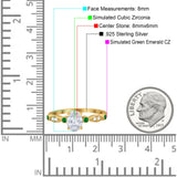 Vintage Style Oval Bridal Wedding Engagement Ring Round Green Emerald Simulated Cubic Zirconia 925 Sterling Silver