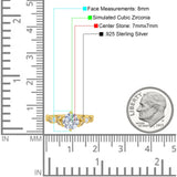 Vintage Style Round Bridal Wedding Engagement Ring Marquise Design Simulated Cubic Zirconia 925 Sterling Silver