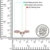 Curved Contour Half Eternity Art Deco Marquise Engagement Band Ring Simulated Cubic Zirconia 925 Sterling Silver