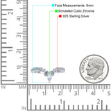 Curved Contour Half Eternity Art Deco Marquise Engagement Band Ring Simulated Cubic Zirconia 925 Sterling Silver