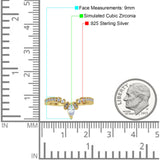 Curved Contour Half Eternity Art Deco Marquise Engagement Band Ring Simulated Cubic Zirconia 925 Sterling Silver