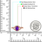 Art Deco Oval Vintage Style Bridal Wedding Engagement Ring Simulated Cubic Zirconia 925 Sterling Silver
