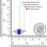 Art Deco Oval Vintage Style Bridal Wedding Engagement Ring Simulated Cubic Zirconia 925 Sterling Silver