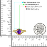 Art Deco Oval Vintage Style Bridal Wedding Engagement Ring Simulated Cubic Zirconia 925 Sterling Silver