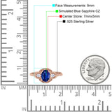 Art Deco Oval Vintage Style Bridal Wedding Engagement Ring Simulated Cubic Zirconia 925 Sterling Silver