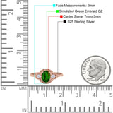 Art Deco Oval Vintage Style Bridal Wedding Engagement Ring Simulated Cubic Zirconia 925 Sterling Silver