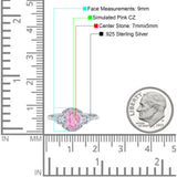 Art Deco Oval Vintage Style Bridal Wedding Engagement Ring Simulated Cubic Zirconia 925 Sterling Silver