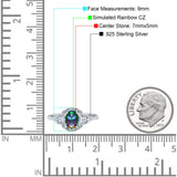 Art Deco Oval Vintage Style Bridal Wedding Engagement Ring Simulated Cubic Zirconia 925 Sterling Silver