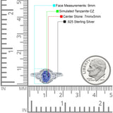 Art Deco Oval Vintage Style Bridal Wedding Engagement Ring Simulated Cubic Zirconia 925 Sterling Silver