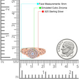 Art Deco Vintage Style Wedding Engagement Ring Band Round Simulated Cubic Zirconia 925 Sterling Silver