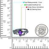 Art Deco Leaves Pear Vintage Style Bridal Wedding Engagement Ring Round Simulated Cubic Zirconia 925 Sterling Silver